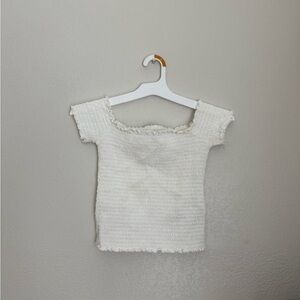 HOLLISTER White Smocked Off-Shoulder Top